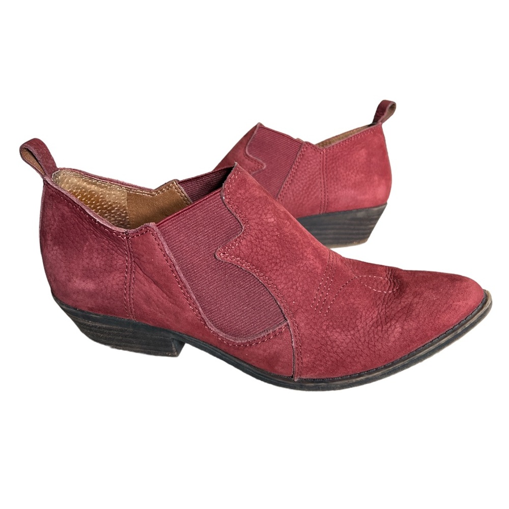 Lucky Brand Women's Burgundy Suede Chelsea Ankle Booties